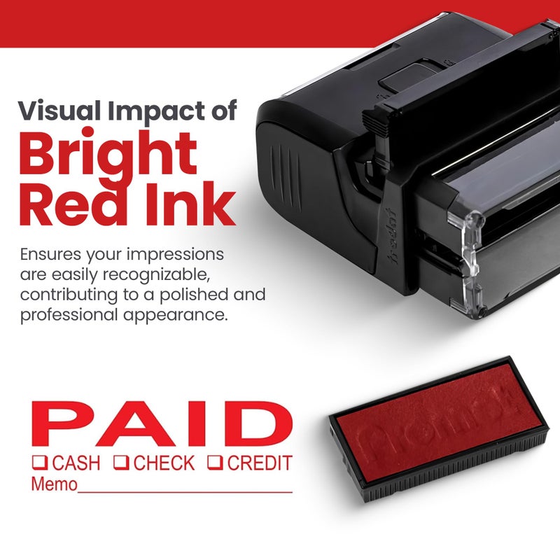 Promot Paid Stamp Self Inking Stamp - Paid Stamp for Office  Accounts Payable Stamp w/Type and Memo - Rubber Stamps for Retail Use  Red Ink Stamp  Self Inking Stamp for Business Supplies - Image 4